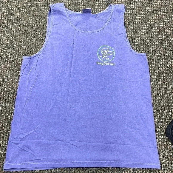 Sassy Frass Tees Jeep Graphic Purple Tank Top size L - Picture 2 of 4